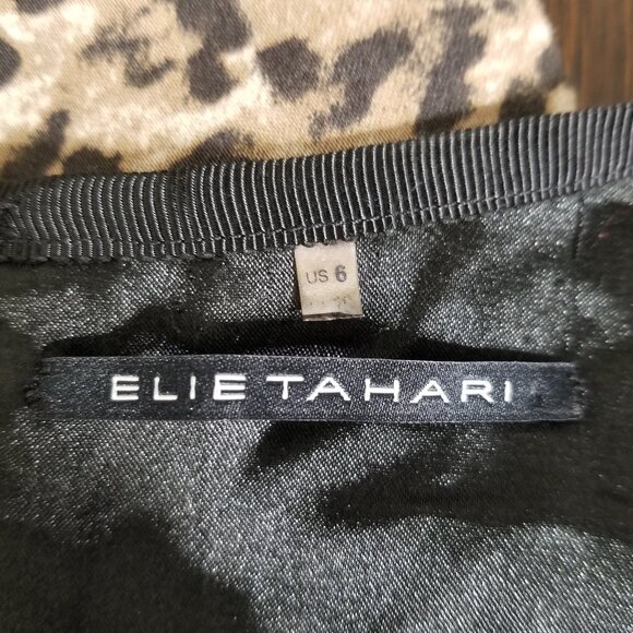 Elie Tahari Brown Tan Dress Leopard Animal Print Sleeveless Sheath Size US 6 - Picture 2 of 11